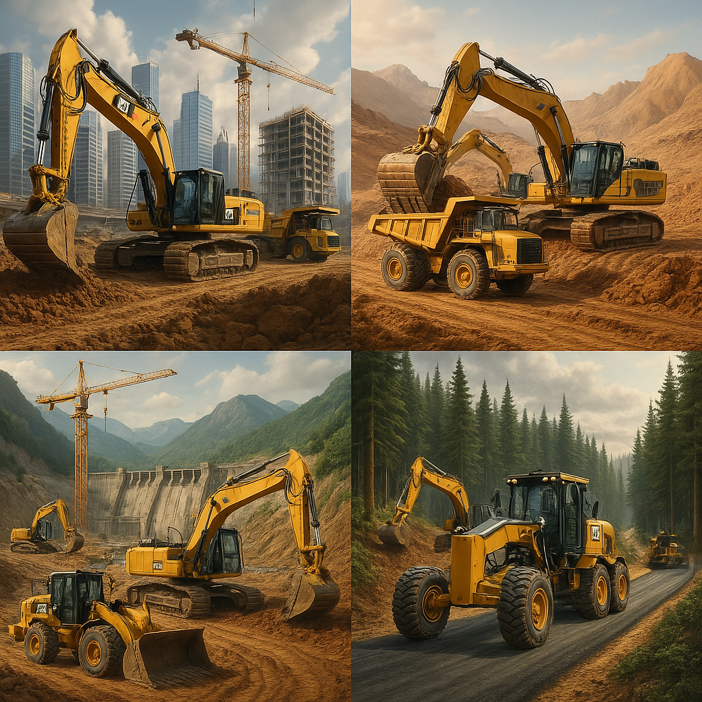 Collage of multiple pieces of equipment in various applications around the world.