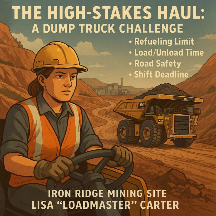 Illustration of Loadmaster Lisa with instructions for completing The High-Stakes Haul.