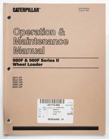 Caterpillar 980F & 980F Series II Wheel Loader Operation & Maintenance Manual SEBU6408-01 August 1994
