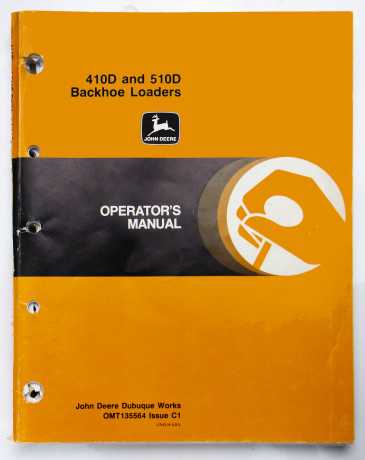 John Deere 410D & 510D Backhoe Loaders Operator's Manual OMT135564 Issue C1 August 1990