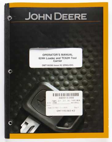 John Deere 624H Loader & TC62H Tool Carrier Operator's Manual OMT195360 Issue K2 2002