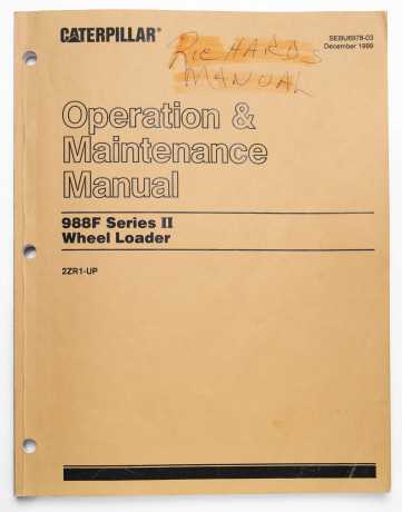 Caterpillar 988F Series II Wheel Loader Operation & Maintenance Manual SEBU6978-03 December 1999