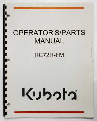 Kubota RC72R-FM Front Mounted Rear Discharge Mower Operator's/Parts Manual 7000070398