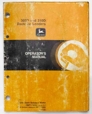 John Deere 300D & 310D Backhoe Loaders Operator's Manual OMT143316 Issue L1 November 1990