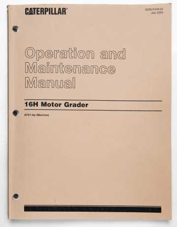 caterpillar-16h-motor-grader-operation-maintenance-manual-sebu7478-04-july-2003-big-0