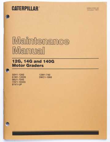 Caterpillar 12G, 14G & 140G Motor Graders Maintenance Manual SEBU5395-06 October 1991