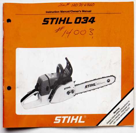 Stihl 034 Instruction Manual/Owner's Manual 0458 128 0121. M5. B9. Rei. 1990