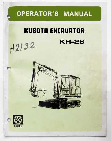 Kubota KH-28 Excavator Operator's Manual 68285-8121-4