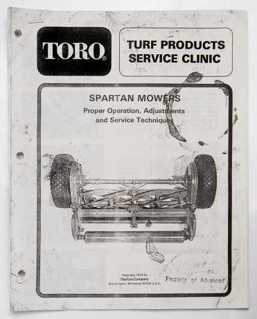 Toro Turf Products Service Clinic Spartan Mowers Proper Operation, Adjustments & Service Techniques V13-910-S 1974