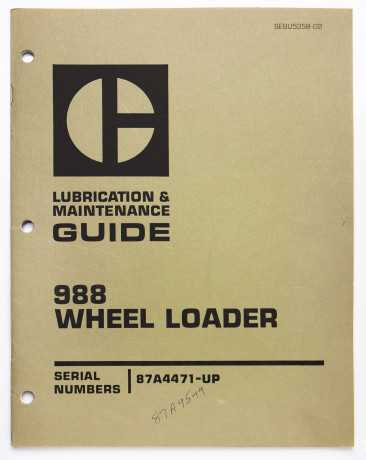 Vintage Caterpillar 988 Wheel Loader Lubrication & Maintenance Guide SEBU5358-02 February 1979