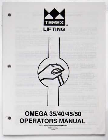 Terex Lifting Operators Manual Omega 35/40/45/50 OM35/40/45/50-3-OM November 1994